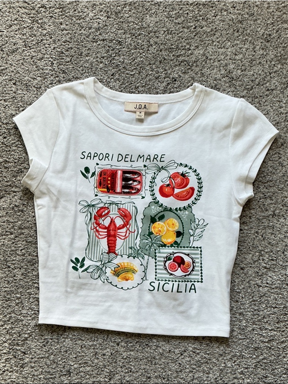 New J.O.A. "Sapori Del Mare Sicilia" Graphic Baby Tee